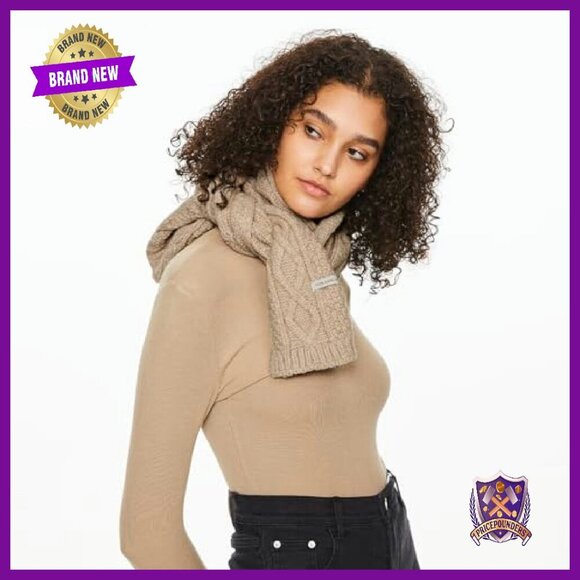 Chunky Cable Knit Winter Scarf - Extra Long Warm Wrap for Cold Weather - Picture 3 of 8